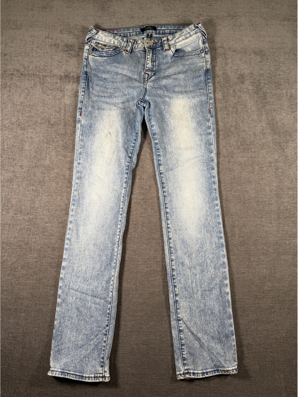 True Religion Billie Mid Rise Straight Leg Jeans Size 28 Light Blue